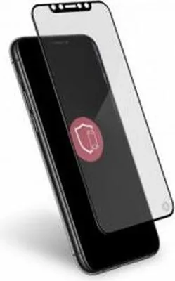 A screen protector is shown placed over a smartphone.