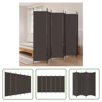 Zdjęcie produktu dla The Living Store 6-cz. Paravent Brown 300x200 cm tkanina