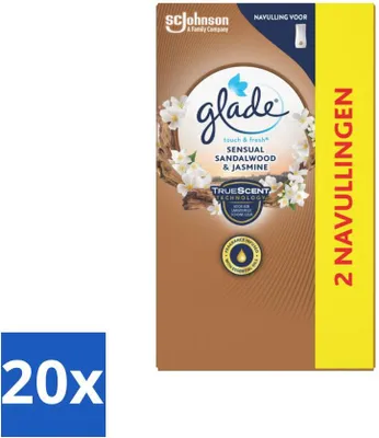 Produktbild von Glade - Touch & Fresh Nachfüller - Sinnliches Sandelholz-Jasmin - 2 × 10 ml - Vorteilspack - 20 Stücke
