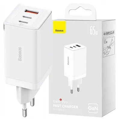 Produktbild von Baseus Schnellladegerät 2Xusb C 1Xusb 65W+USb C-Usb C Kabel 100W