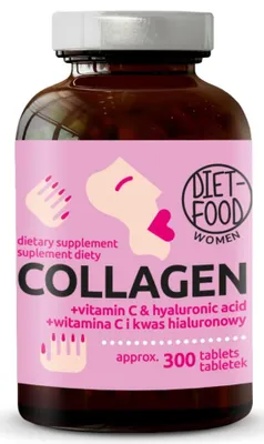 KOLAGEN + KWAS HIALURONOWY + WITAMINA C 300 TABLETEK - DIET-FOOD