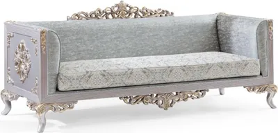 Produktbild von Casa Padrino Luxus Barock Sofa Türkis / Silber / Gold 225 x 86 x H. 98 cm - Edles Wohnzimmer Sofa im Barockstil - Barock Möbel