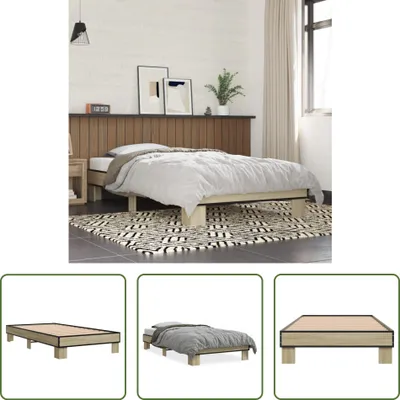 Produktbild von The Living Store Bettgestell Sonoma-Eiche 75x190 cm Holzwerkstoff und Metall