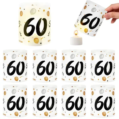 Productafbeelding van Decoratie set met 12 windlichten voor 60e verjaardag