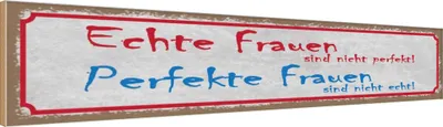 Produktbild von vianmo Holzschild 10x46 cm echte Frauen perfekte Männer