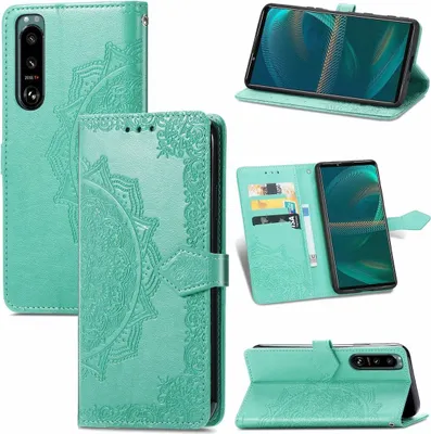 Produktbild von König Design Hülle kompatibel mit Sony Xperia 5 III Kunstleder Handyhülle - Handy Case Grün