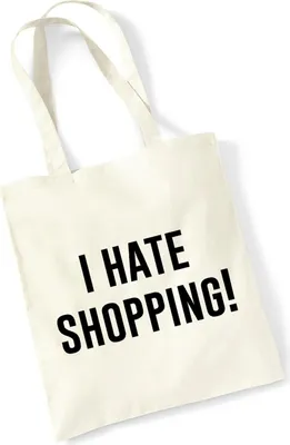 Produktbild von Huuraa Jutebeutel I hate shopping 10 Liter Natural Baumwolle Tasche Geschenkidee