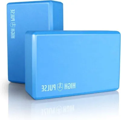 Immagine prodotto di Set di 2 blocchi da yoga Famanu (schiuma blu) - Blocchi da yoga di alta qualità per esercizi di flessibilità