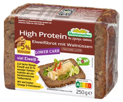 Zdjęcie produktu dla Mestemacher chleb proteinowy z orzechami włoskimi bez konserwantów 250g