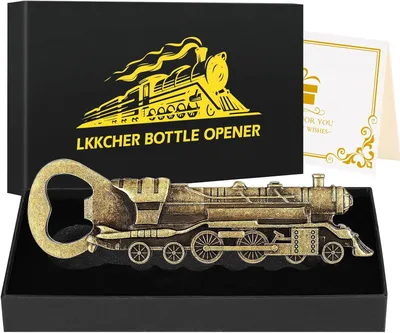 Productafbeelding van Stoomlocomotief geschenken - Trein flesopeners - Verjaardagscadeaus voor vaders en mannen - Donker zilveren bier geschenken