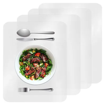 Productafbeelding van Tafelsets - Afwasbaar en antislip - Geschikt voor keuken en eetkamer - Set van 4 stuks, 43x28 cm, transparant