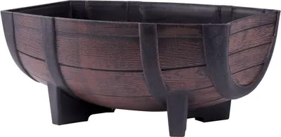 A product shot of a barrel-shaped planter.