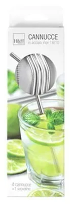 Immagine prodotto di H&H Set 4 Cannucce Inox Curve + Scovolino