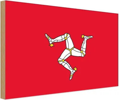 Produktbild von vianmo Holzschild 20x30 cm Isle of Man Flagge Fahne Wappen