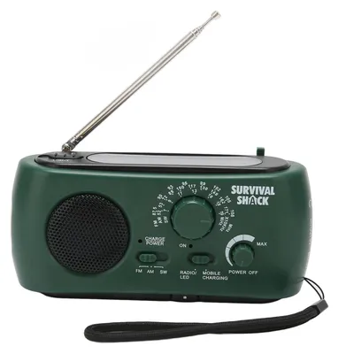 Zdjęcie produktu dla Radio na korbkę Przenośna praktyczna latarka LED Zewnętrzne wielozakresowe radio pogodowe AM/FM/SW na korbkę słoneczną