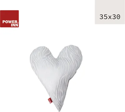 Produktbild von POWER INN Herzkissen klein | Silber/Weiß mit Zebramuster | Dekokissen | Kuschelkissen | Herz | Geschenk
