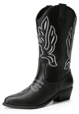 Produktbild von DREAM PAIRS Damen Cowboystiefel Cowgirlstiefel,Schwarz-Pu,37