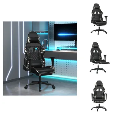Image de vidaXL Chaise de jeu avec repose-pieds de massage noir camouflage similicuir - chaise de jeu