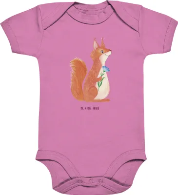 Produktbild von Mr. & Mrs. Panda babykleidung body Eichhörnchen Blume 6. - 12. Monat - Bubble Gum Pink - Geschenk, Babybody, Lustige Sprüche, overall baby, Motivation, Strampler, Spaß