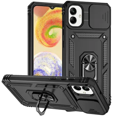 Obrázek produktu pro Pouzdro pro Samsung Galaxy A05 dvouvrstvé pouzdro s posuvným krytem kamery a prstencovým stojánkem černé