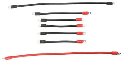 Image de Lot de 7 câbles de batterie pour voiturette de golf de calibre 4, kit de câblage en cuivre pur avec cosses ultra-résistantes pour voiturettes de golf à courant continu ou alternatif (36 V/48 V) – Lot de 5