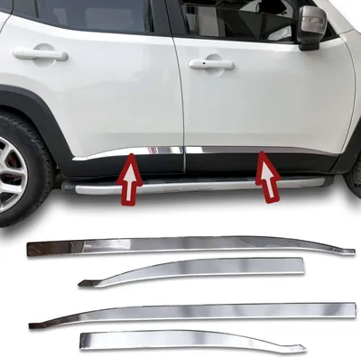 Zdjęcie produktu dla Chromowane listwy drzwiowe Recambo ze stali nierdzewnej kompatybilne z Jeep Renegade | BJ od 2014> | 4-częściowy zestaw