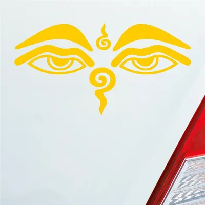 Produktbild von Auto Aufkleber Buddhismus Sehendes Auge Eye Buddha Asien 12x6 cm Gelb Sticker Heckscheibenaufkleber