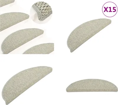 Produktbild von vidaXL Treppenmatten Selbstklebend Sisal Optik 15 Stk. 56x17x3 cm Grau - Stufenmatte - Stufenmatten - Stufenteppich - Stufenteppiche