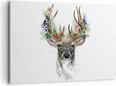 Produktbild von Bild auf Leinwand - Leinwandbild - Einteilig - Surrealismus Hirsch Boho - 120x80cm - Wand Bild - Wanddeko - Wandbilder - Leinwanddruck - Bilder - Wanddekoration - Leinwand bilder - AA120x80-4486