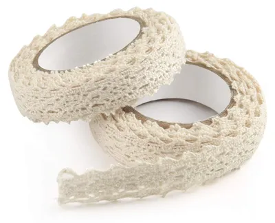 Produktbild von TRANKIELO® - Cremefarbener Spitzenrand - Selbstklebendes Spitzenband zur Dekoration - 1,5 cm breit, 1,7 m pro Rolle - Ideal zum Basteln
