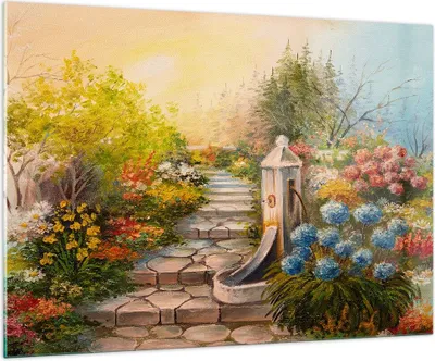 Produktbild von Bilder auf glas - Garten Blumen Sommer - 100x70cm - Glasbilder - Wandbilder - Kunstdruck - zum Aufhängen bereit - Wanddekoration aus Glas - Glas Bilder - Wandbild auf Glas - Einteilig - GAA100x70-3694