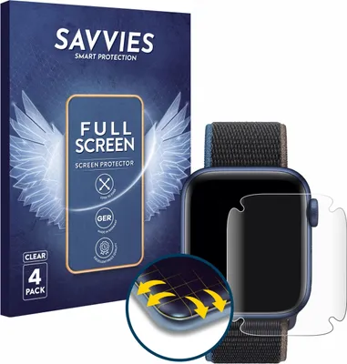Produktbild von 4x Savvies Fullscreen Schutzfolie für Apple Watch Series 6 / SE (40 mm) Displayschutz Folie Fullcover Klar Transparent