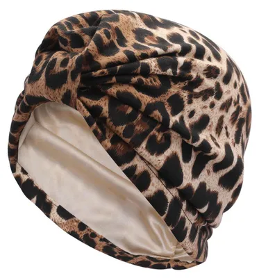 Obrázok produktu pre Šatka hijab s saténovou podšívkou pre dámy, univerzálna veľkosť, leopardí vzor