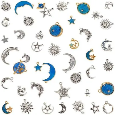 Image de 94 pendentifs en émail bleu pour la fabrication de bijoux