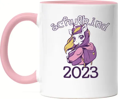 Produktbild von Einhorn Tasse Rosa als Geschenk zur Einschulung Schulbeginn Schulstart für Schulanfänger Erstklässler Schule 2023