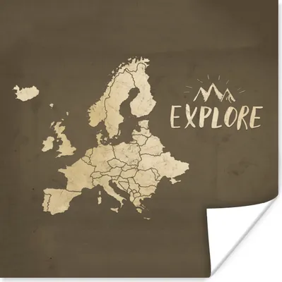 Produktbild von MuchoWow® Poster Karten - Europa - Braun - Vintage 50x50 cm - Wohnzimmerdekoration