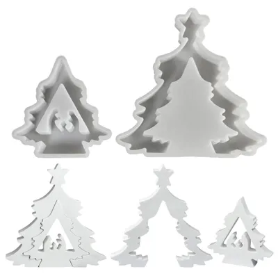 Produktbild von Silikon Gießform Kerzenhalter Krippe Weihnachtsbaum Set für DIY Handwerk