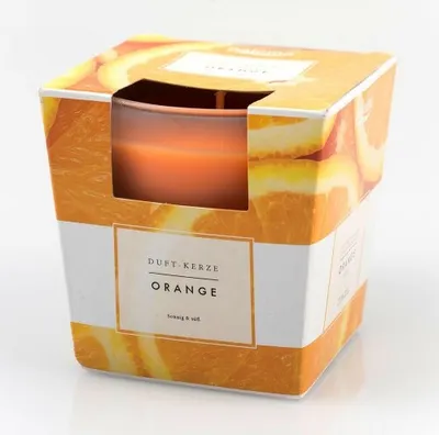 Produktbild von Duftkerze im Glas Orange ca 25 Std. Brenndauer Pajoma