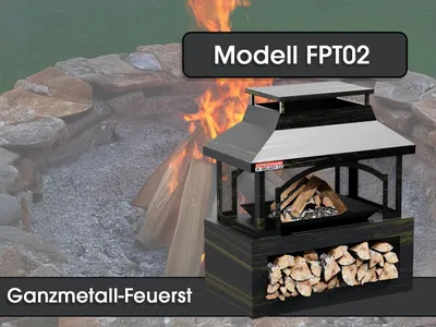 Immagine prodotto di Caminetto interamente in metallo FPT02, 94 x 82 x 45 cm, con protezione antipioggia