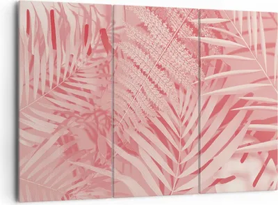 Produktbild von Bild auf Leinwand - Leinwandbild - 3 Teile - Rosa Blätter Palmen - 165x110cm - Wand Bild - Wanddeko - Wandbilder - Leinwanddruck - Bilder - Wanddekoration - Leinwand bilder - Wandbild - CE165x110-4745
