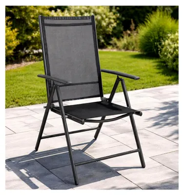 Produktbild von Gartenstuhl - Hochlehner 7-fach verstellbar - klappbar - witterungsbeständiges Aluminium - Gartenmöbel in Anthrazit