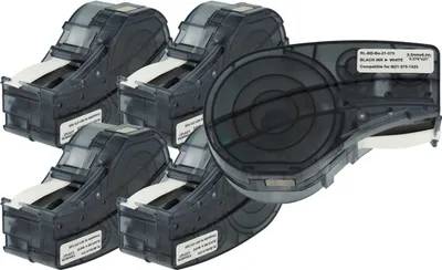 Produktbild von vhbw 5x Schriftband-Kassette Ersatz für Brady M21-375-7425 für Etiketten-Drucker 6,4m x 9,5mm Schwarz auf Weiß, Polypropylen