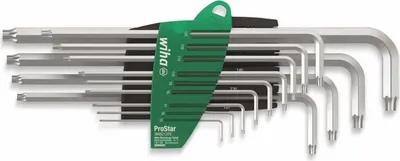 Obrázek produktu pro Wiha 39104, L-klíč torx, T10, T15, T20, T25, T27, T30, T40, T45, T5, T6, T7, T8, T9, Stříbrná, Chrom Vanadová ocel, Plast, 481 g