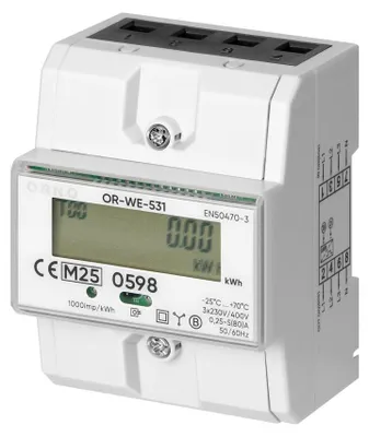 Obrázok produktu pre Meradlo energie ORNO OR-WE-531, 80 A, MID, 3 fázy, 230 V, biele