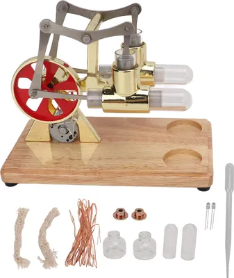 Image de Stirling Engine Model scientifique physique d'or deux cylindres équilibre -Jouets éducatifs