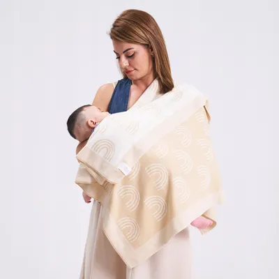 Produktbild von Snuglytots Wendbare Babydecke "Tęcza" Beige 90x100 cm