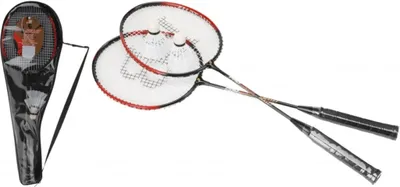 Produktbild von Badminton-Set, Federball Set 4-teilig schwarz-rot mit Tasche