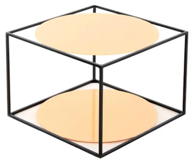 Produktbild von Padiro Beistelltisch quadratisch 50 x 50 x 36 cm - Orange/Schwarz - modern, Art-déco-Glamour-Look - Glastischplatte - Metallgestell aus Eisen - mit Ablagefach