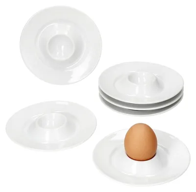 Produktbild von 6er Set Tommy Eierbecher mit Ablage weiß Porzellan 6 Personen Brunch