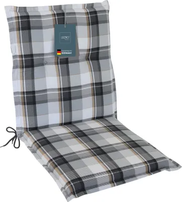 Produktbild von LILENO HOME Gartenstuhl Auflagen als [1er Set - Niedriglehner] in Karo Grau - bequeme Liegen als Sitzauflagen für Gartenmöbel - Stuhlkissen für Gartenstühle und Klappstühle